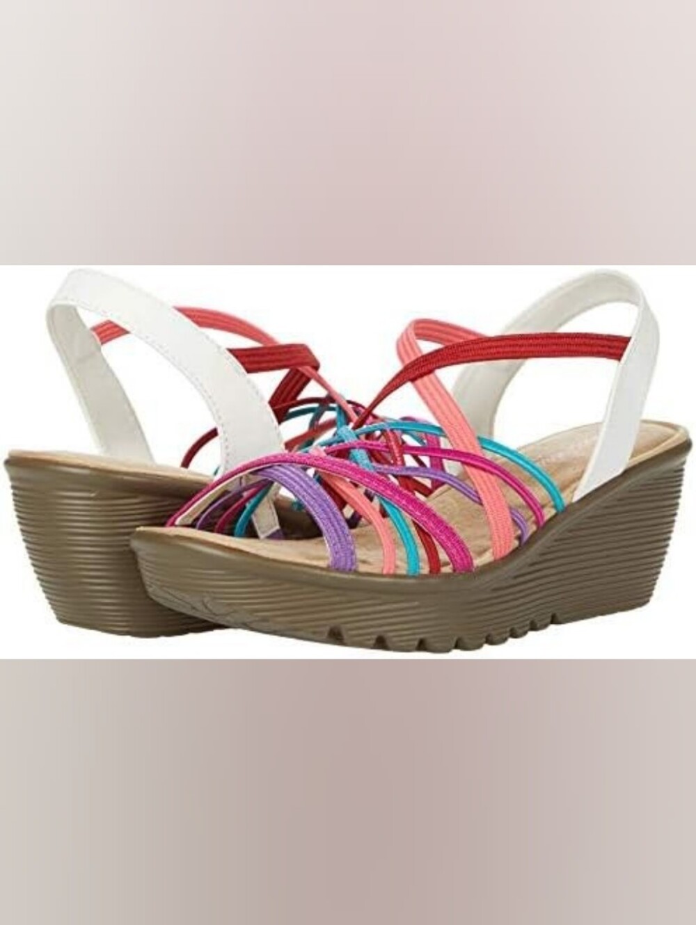 Skechers Women's Multi-Strap Slingback Sandals in Pink, Purple & Teal